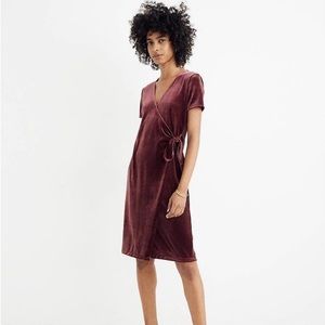 Madewell Maroon Velvet Wrap Dress